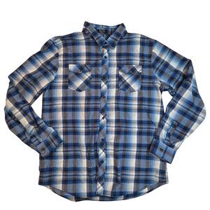 Eighty Eight Mens XXL Blue Western Preppy Plaid Button Up Double Pocket Top
